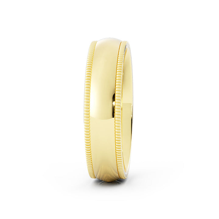 18K Yellow Gold High Polish Milgrain 5mm Wedding Band