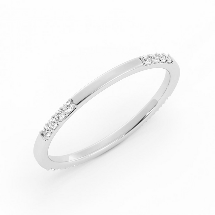 18K White Gold Round 16 Grouped Natural Diamond Wedding Band