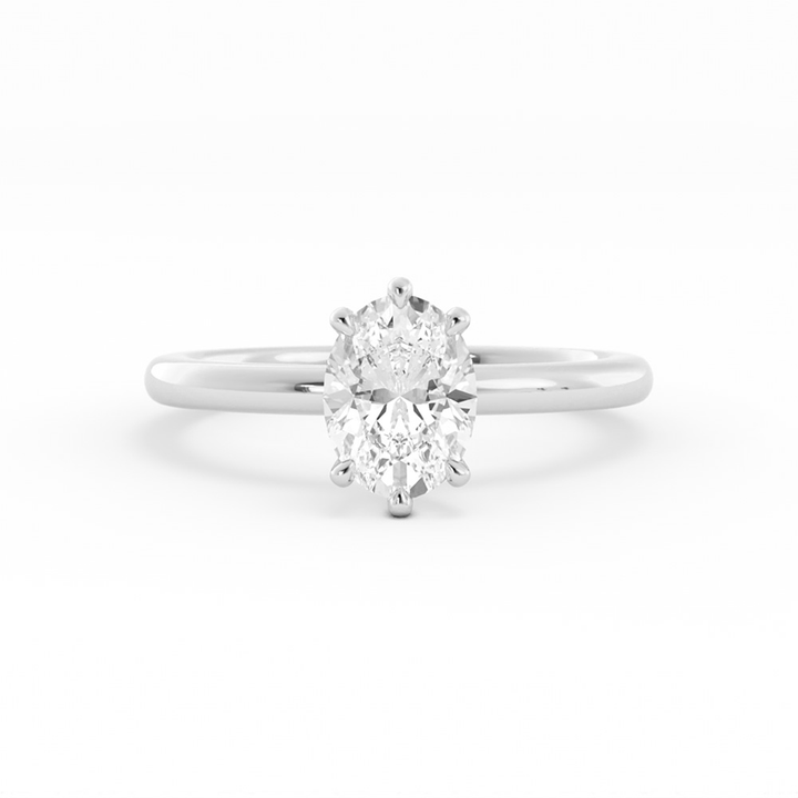 1.25ct Moissanite Oval Solitaire 18K White Gold Engagement Ring