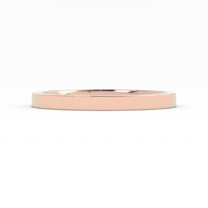 10K Rose Gold High Polish Flat 2mm Wedding Band