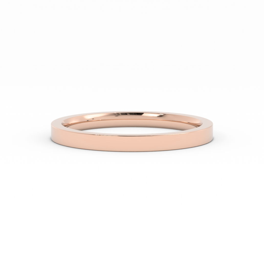 10K Rose Gold High Polish Flat 2mm Wedding Band