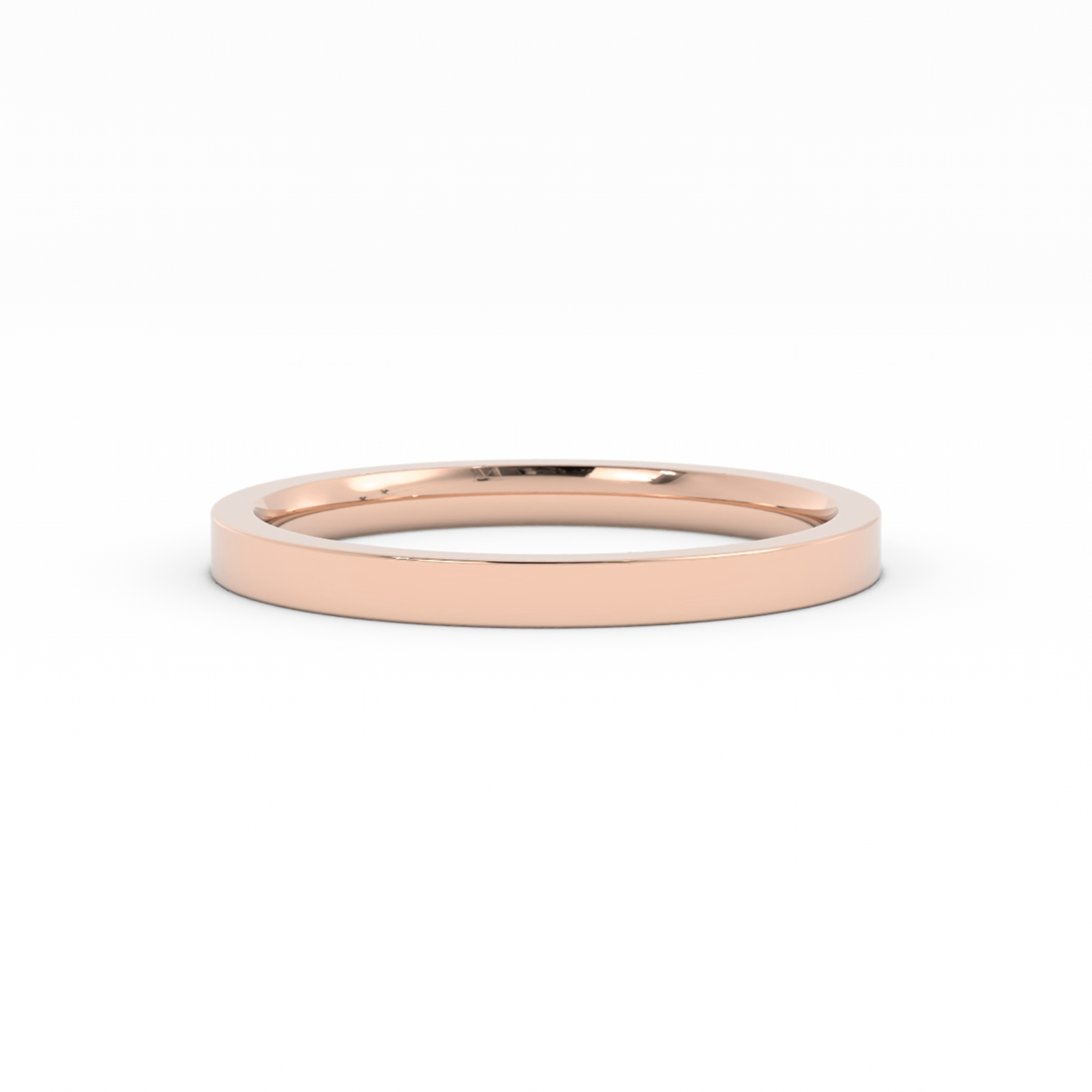 10K Rose Gold High Polish Flat 2mm Wedding Band