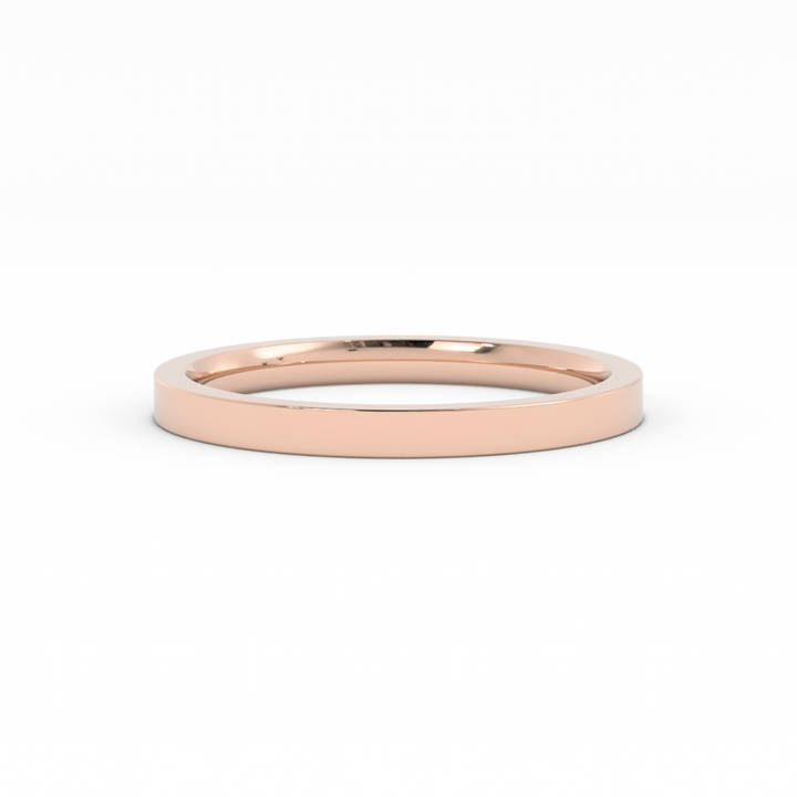 10K Rose Gold High Polish Flat 2mm Wedding Band