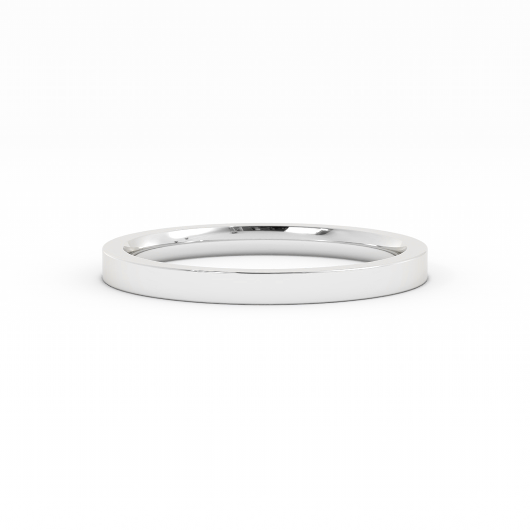 Platinum High Polish Flat 2mm Wedding Band