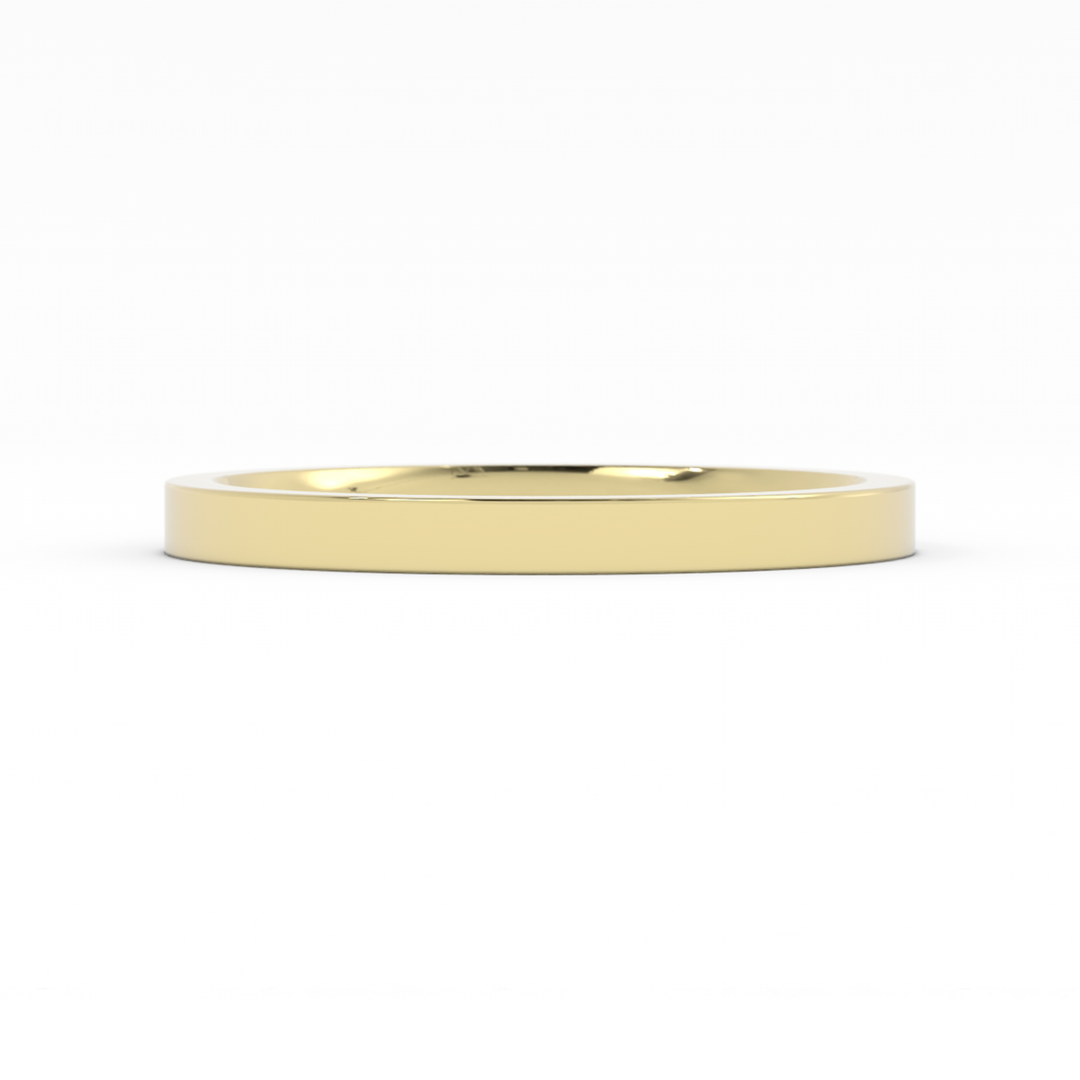 18K Yellow Gold High Polish Flat 2mm Wedding Band