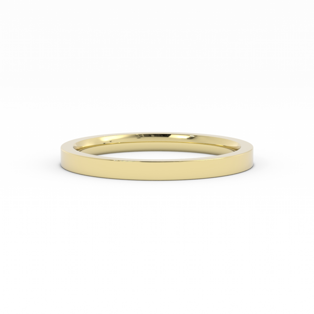 10K Yellow Gold High Polish Flat 2mm Wedding Band