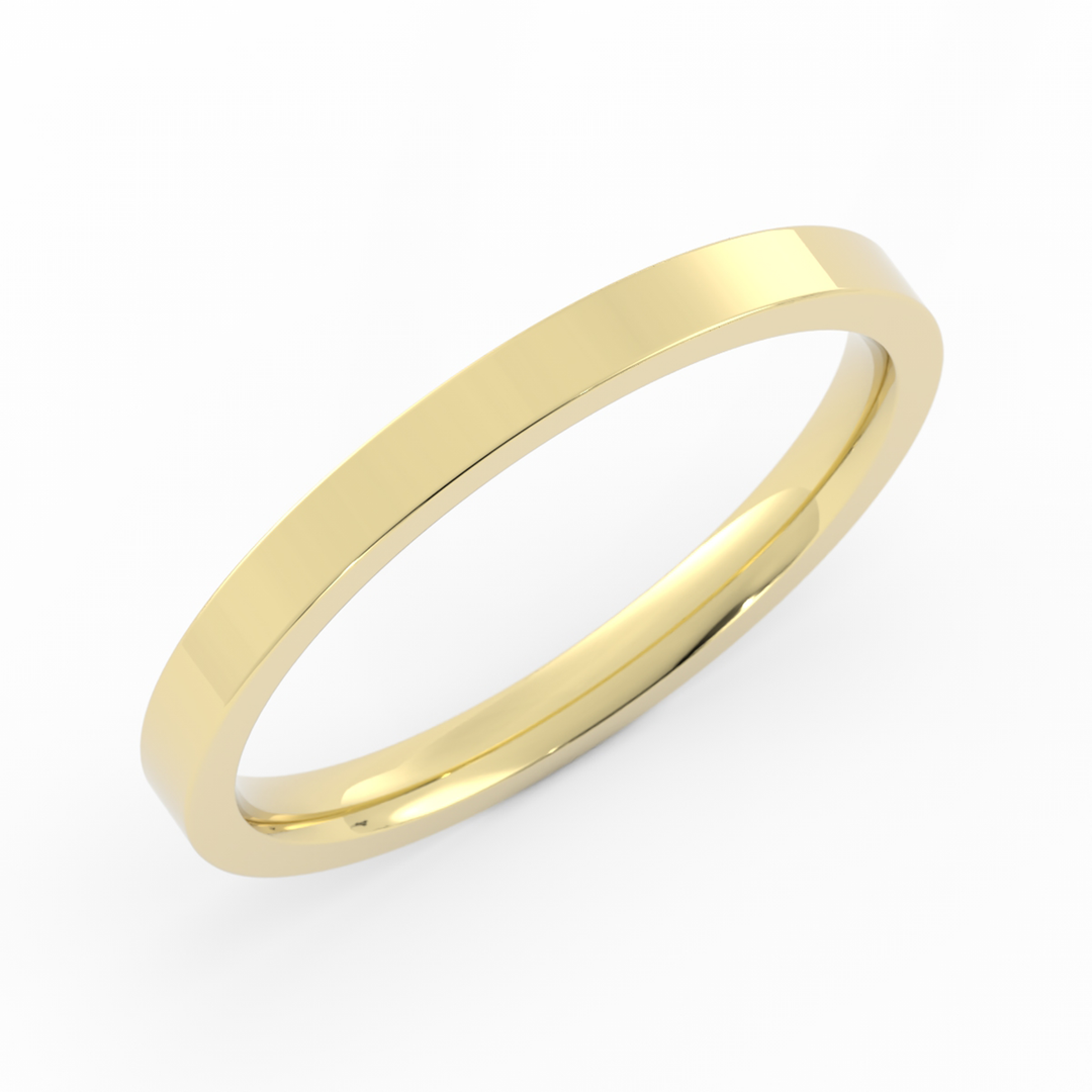 10K Yellow Gold High Polish Flat 2mm Wedding Band