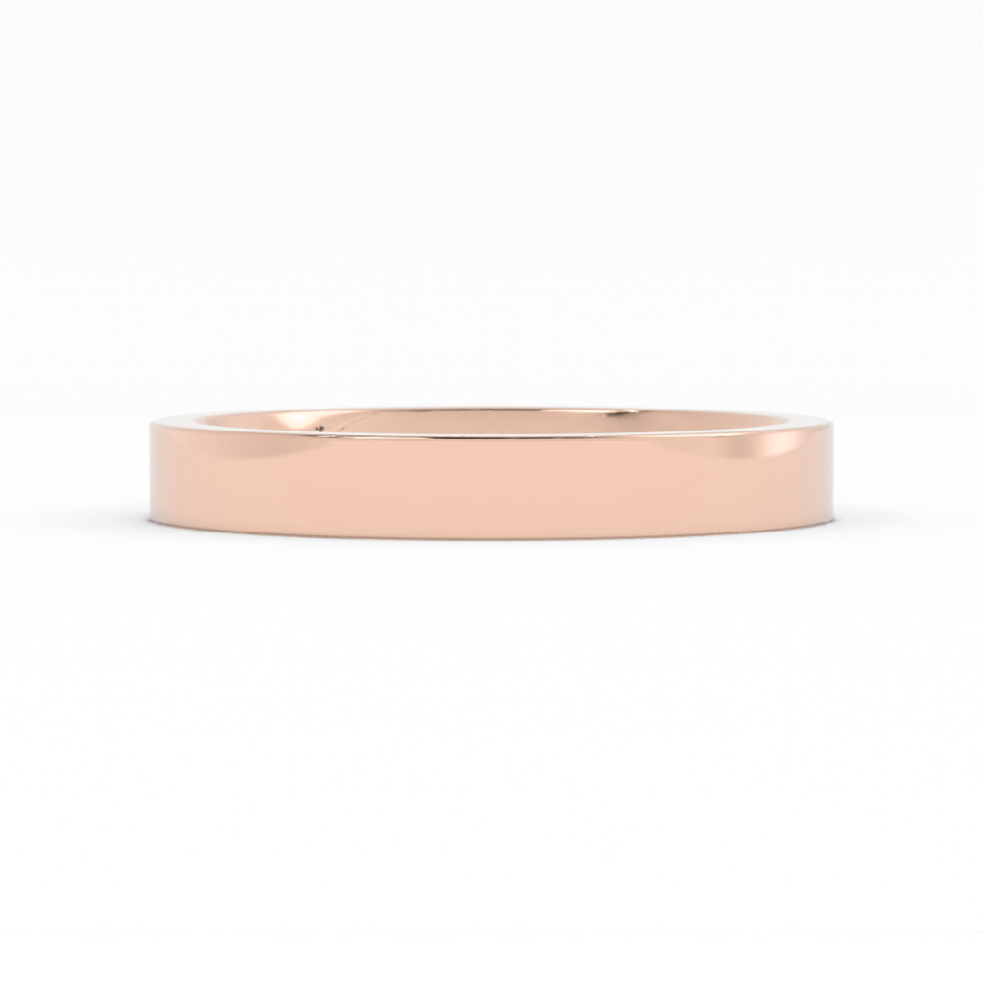 18K Rose Gold High Polish Flat 3mm Wedding Band