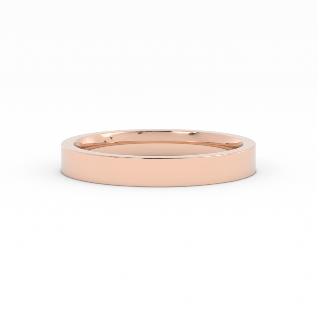 18K Rose Gold High Polish Flat 3mm Wedding Band