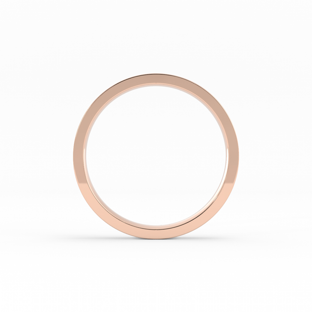 18K Rose Gold High Polish Flat 3mm Wedding Band