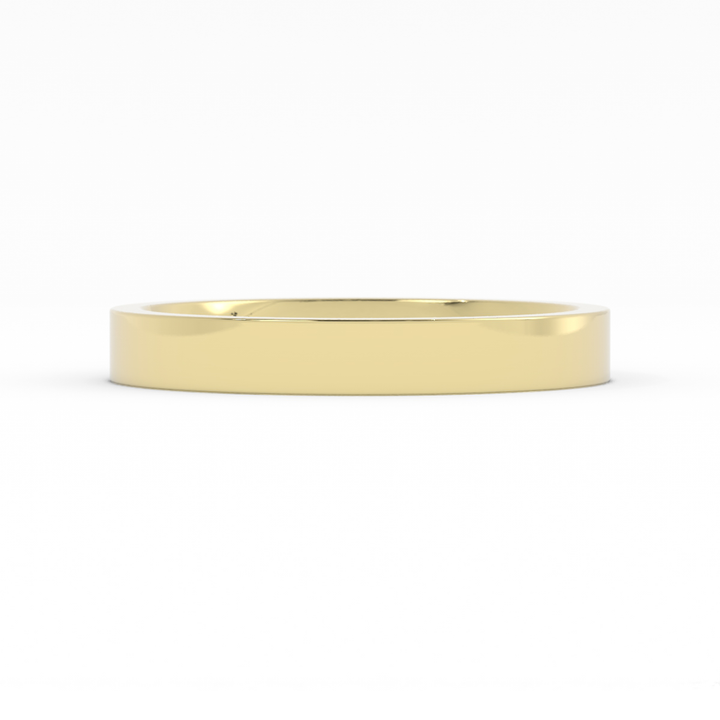 14K Yellow Gold High Polish Flat 3mm Wedding Band