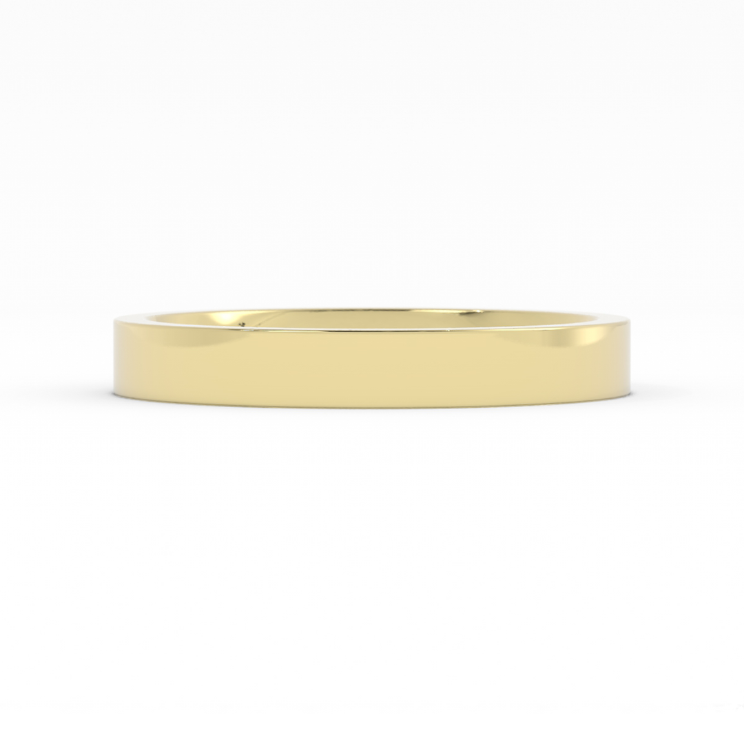 10K Yellow Gold High Polish Flat 3mm Wedding Band