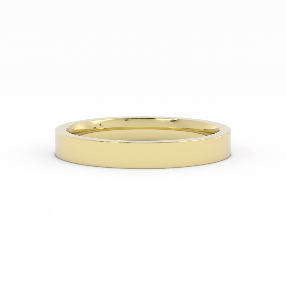 14K Yellow Gold High Polish Flat 3mm Wedding Band