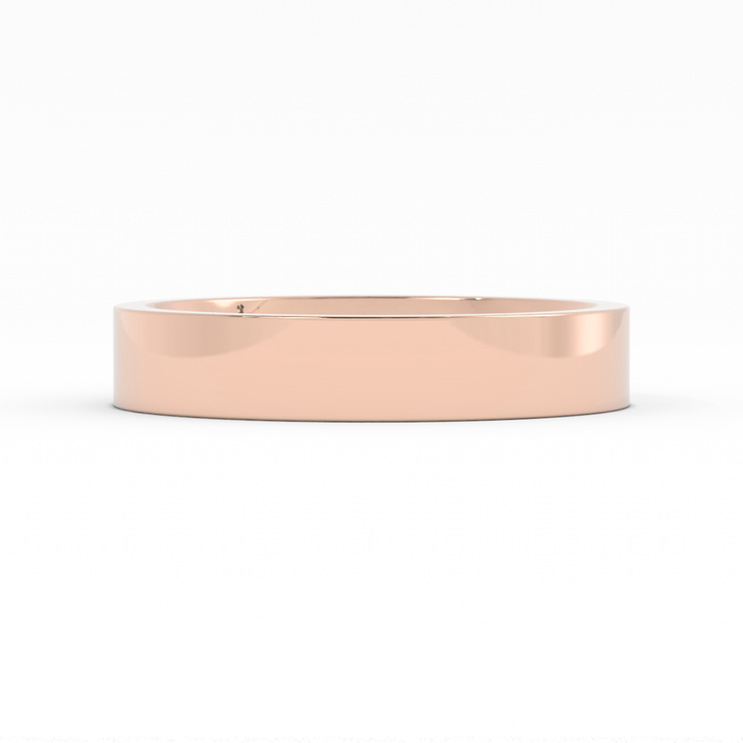 10K Rose Gold High Polish Flat 4mm Wedding Band