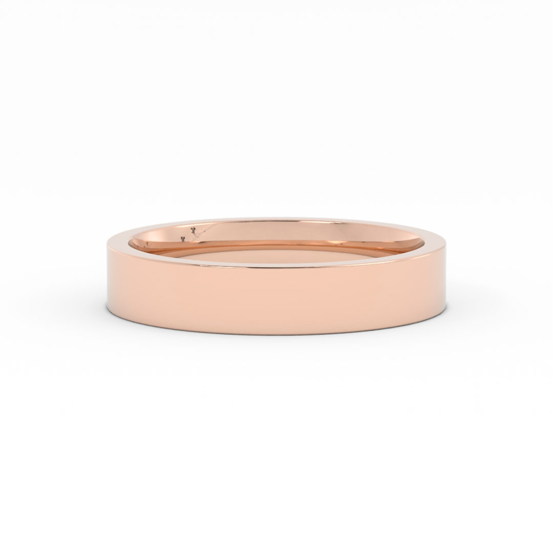 10K Rose Gold High Polish Flat 4mm Wedding Band