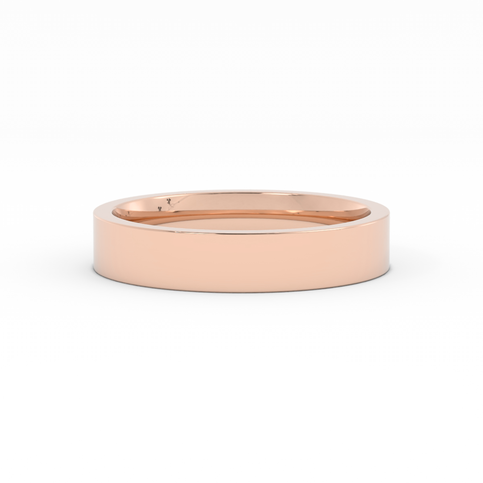 10K Rose Gold High Polish Flat 4mm Wedding Band