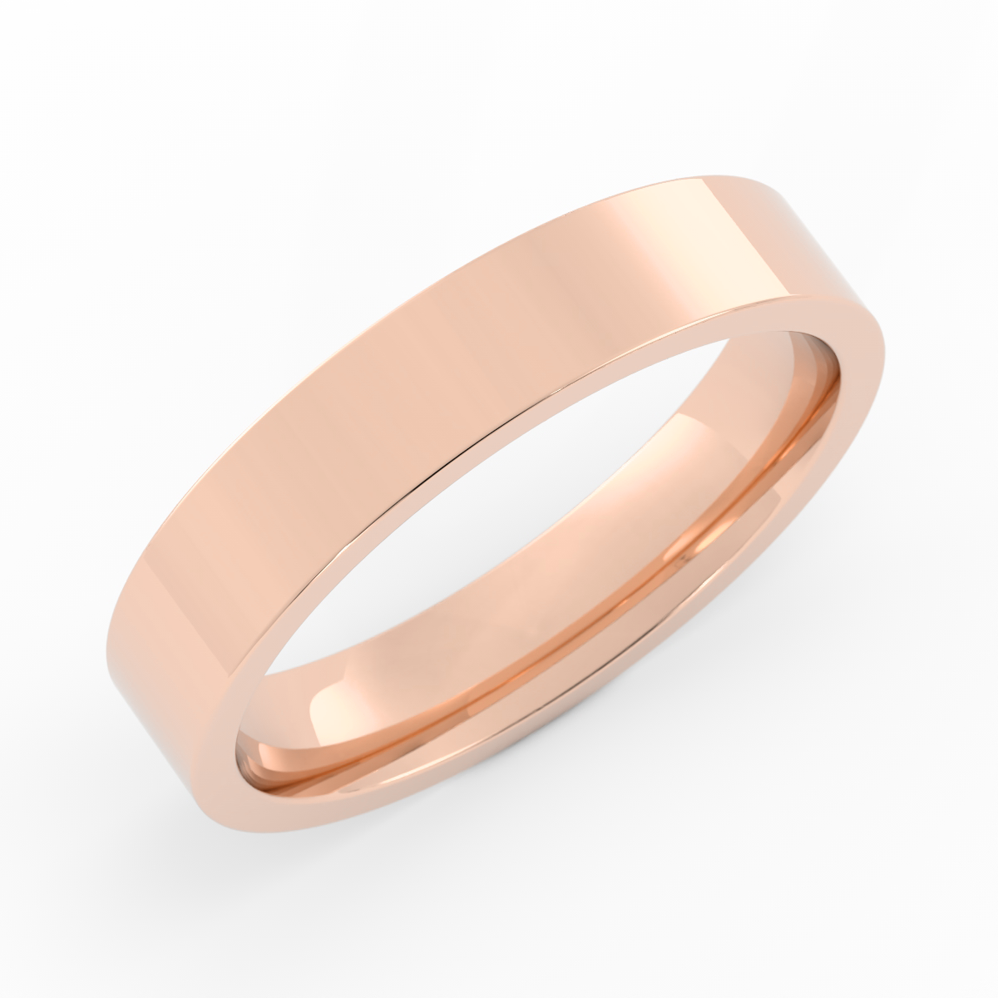 10K Rose Gold High Polish Flat 4mm Wedding Band