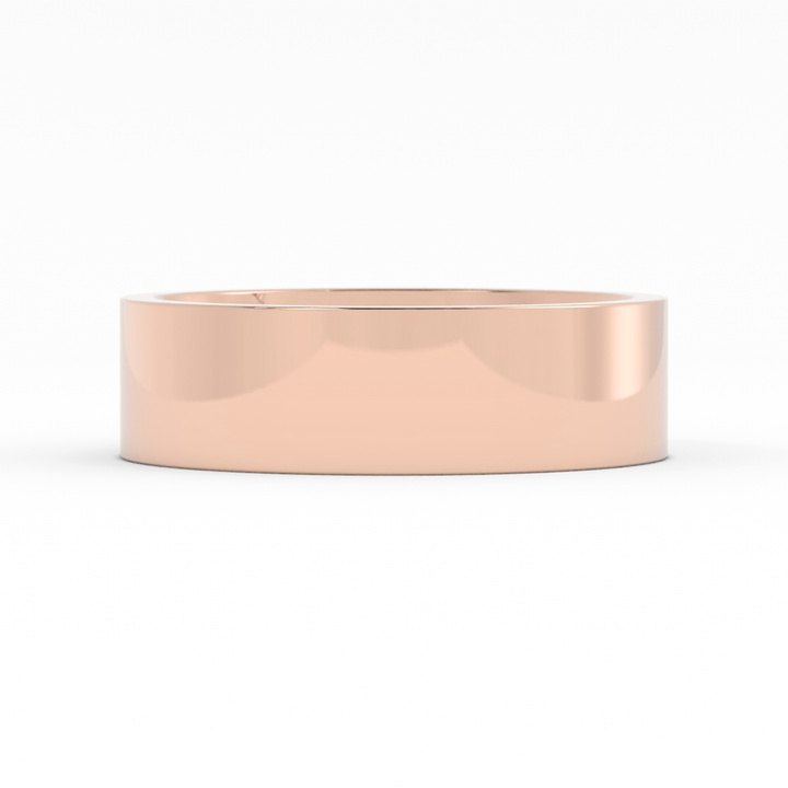 18K Rose Gold High Polish Flat 6mm Wedding Band