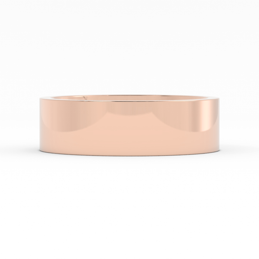 14K Rose Gold High Polish Flat 6mm Wedding Band