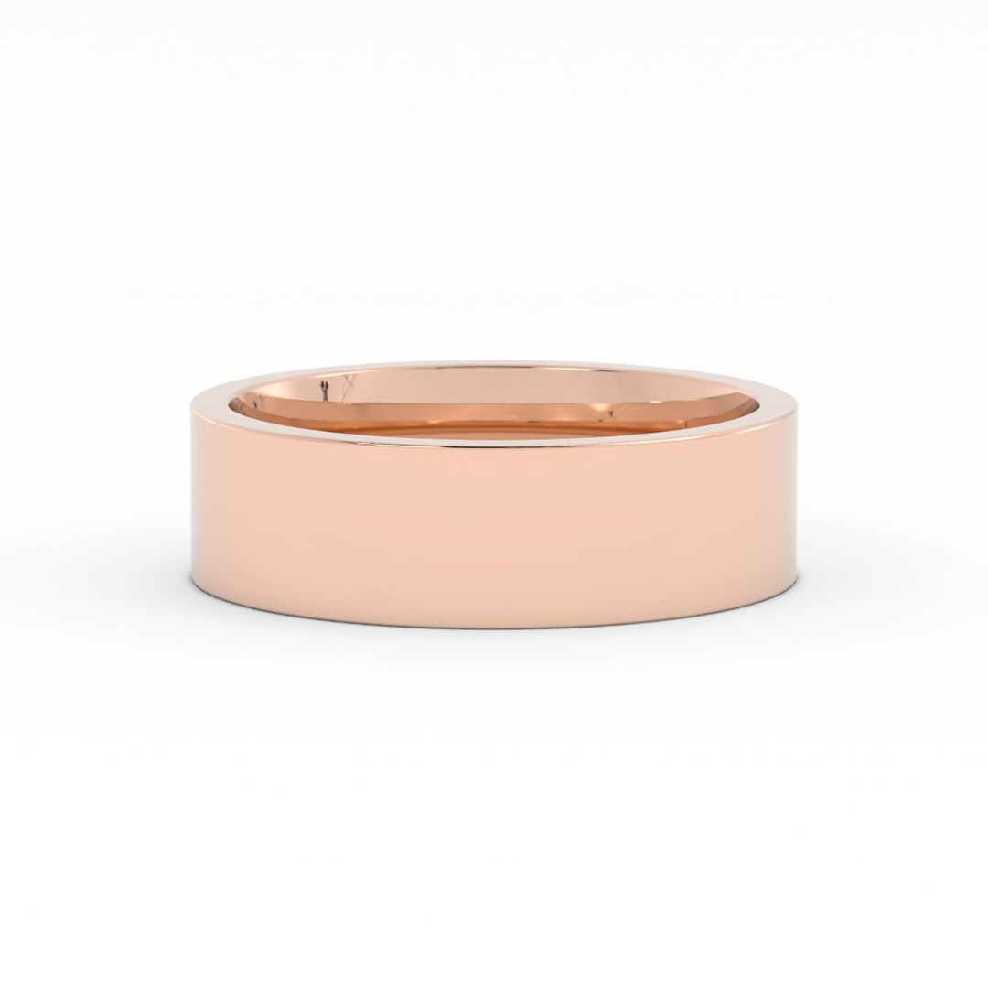 18K Rose Gold High Polish Flat 6mm Wedding Band