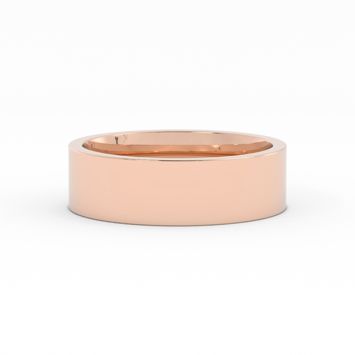 18K Rose Gold High Polish Flat 6mm Wedding Band