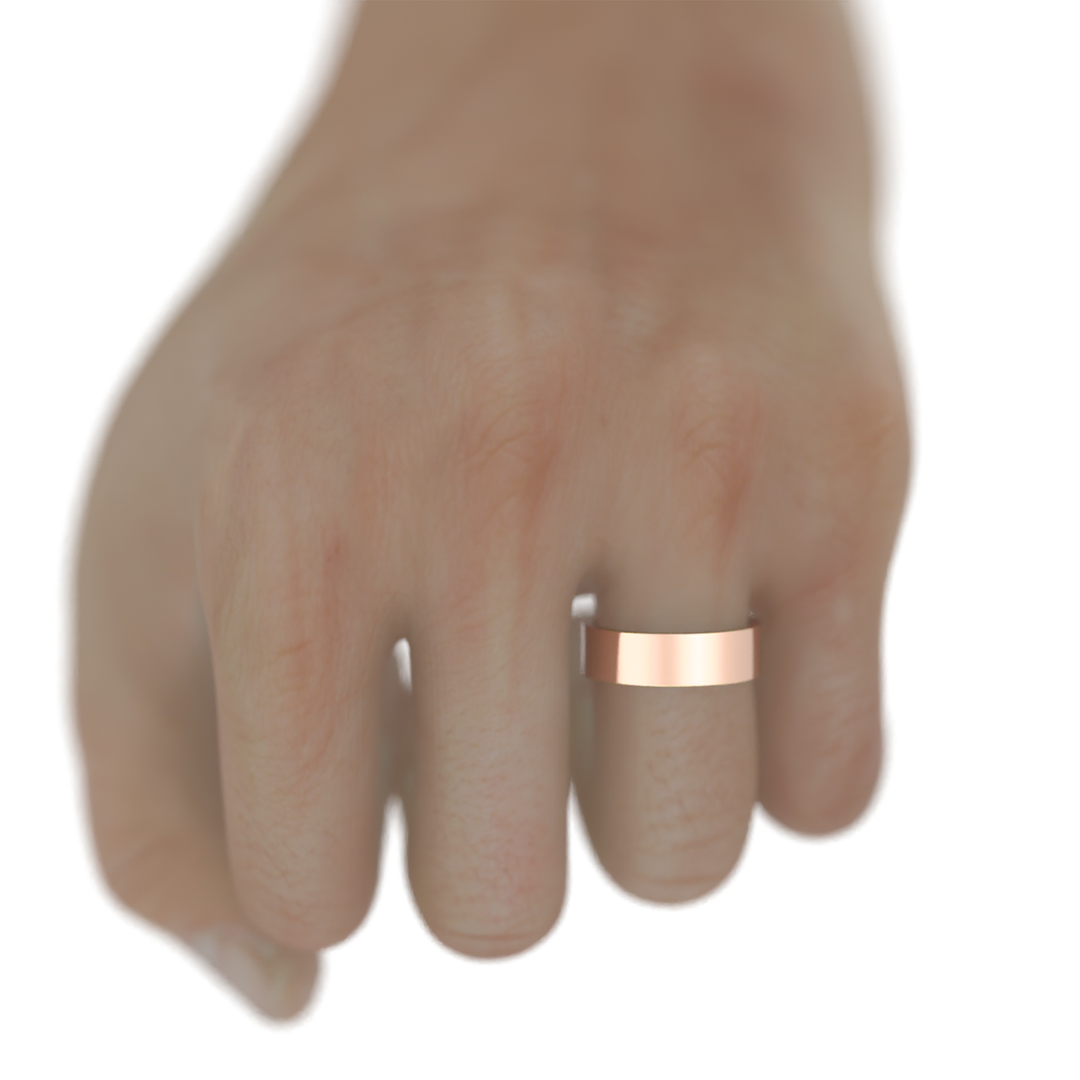 18K Rose Gold High Polish Flat 6mm Wedding Band