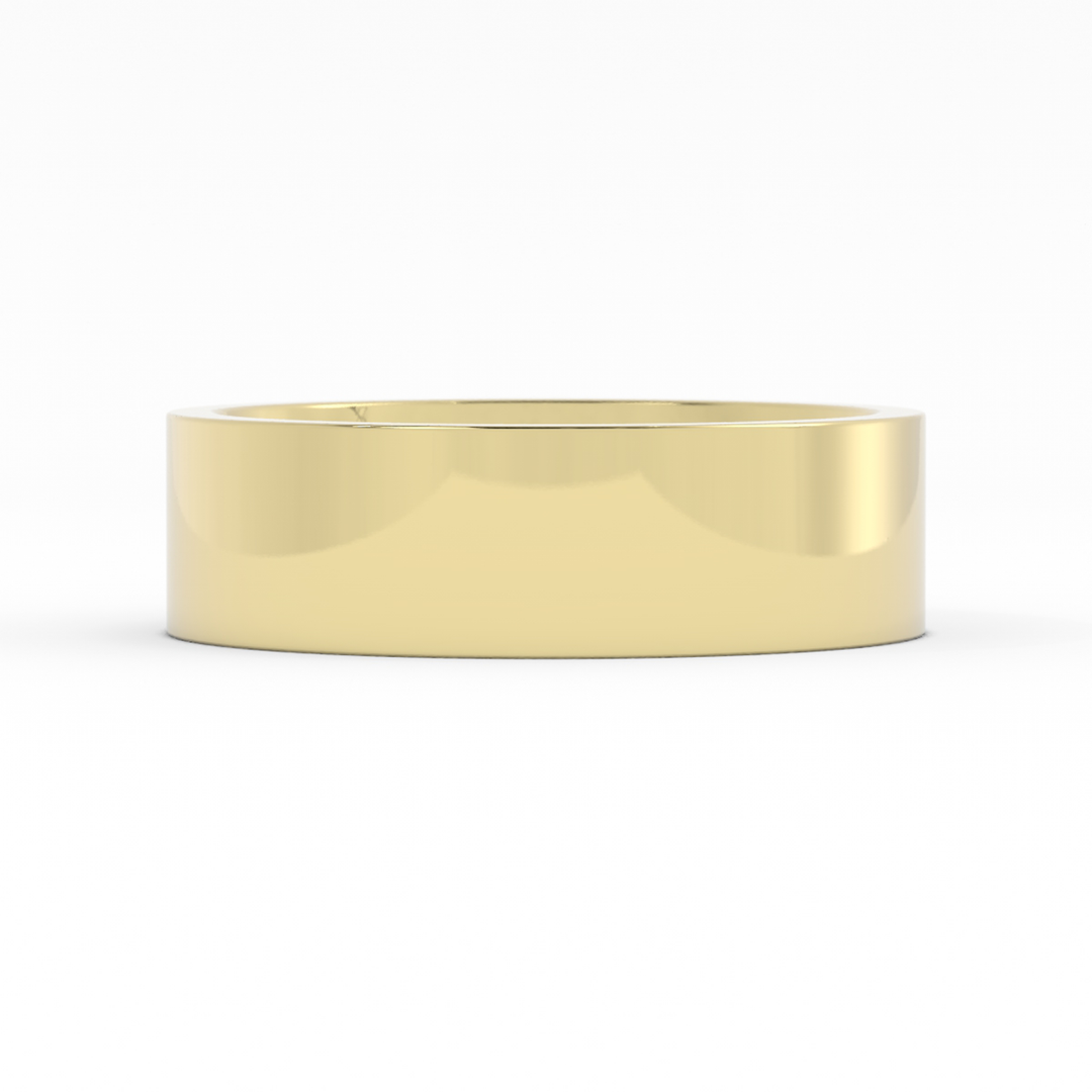 14K Yellow Gold High Polish Flat 6mm Wedding Band