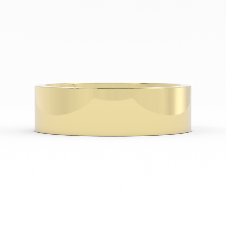 18K Yellow Gold High Polish Flat 6mm Wedding Band