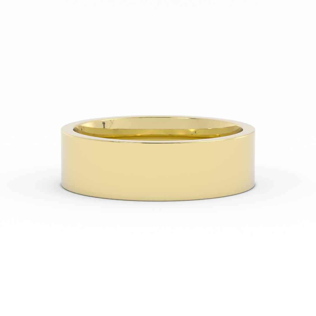 14K Yellow Gold High Polish Flat 6mm Wedding Band