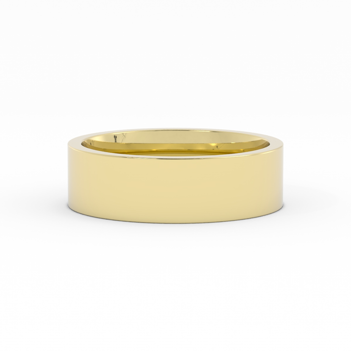 14K Yellow Gold High Polish Flat 6mm Wedding Band