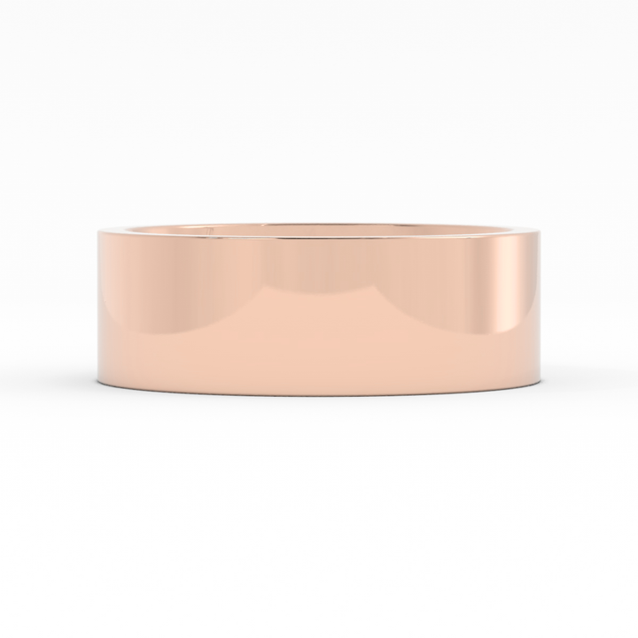 18K Rose Gold High Polish Flat 7mm Wedding Band