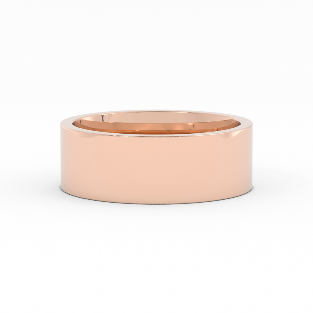 18K Rose Gold High Polish Flat 7mm Wedding Band