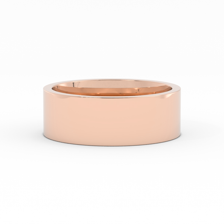 18K Rose Gold High Polish Flat 7mm Wedding Band