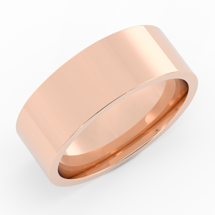 18K Rose Gold High Polish Flat 7mm Wedding Band