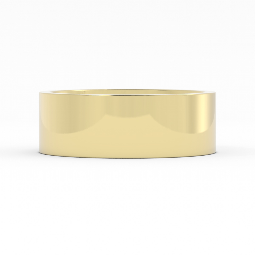 14K Yellow Gold High Polish Flat 7mm Wedding Band