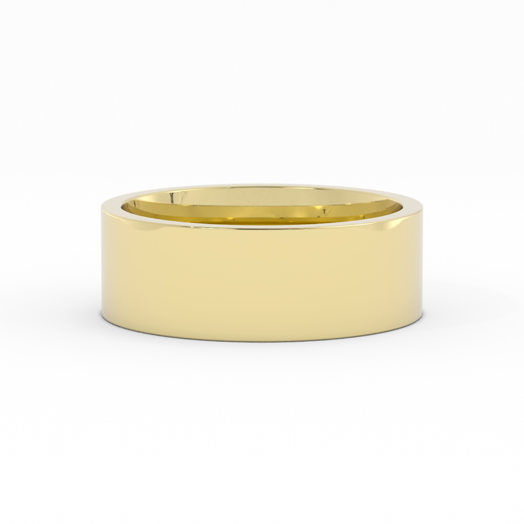 14K Yellow Gold High Polish Flat 7mm Wedding Band