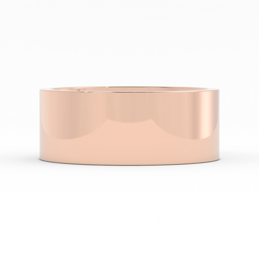 14K Rose Gold High Polish Flat 8mm Wedding Band