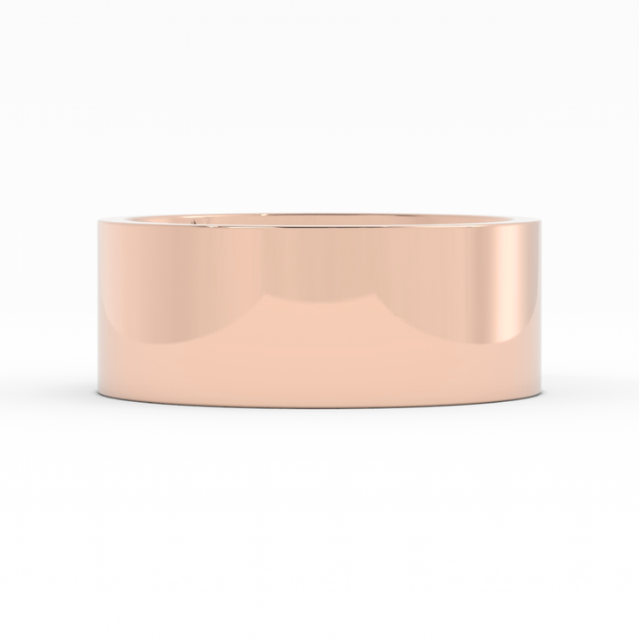 14K Rose Gold High Polish Flat 8mm Wedding Band