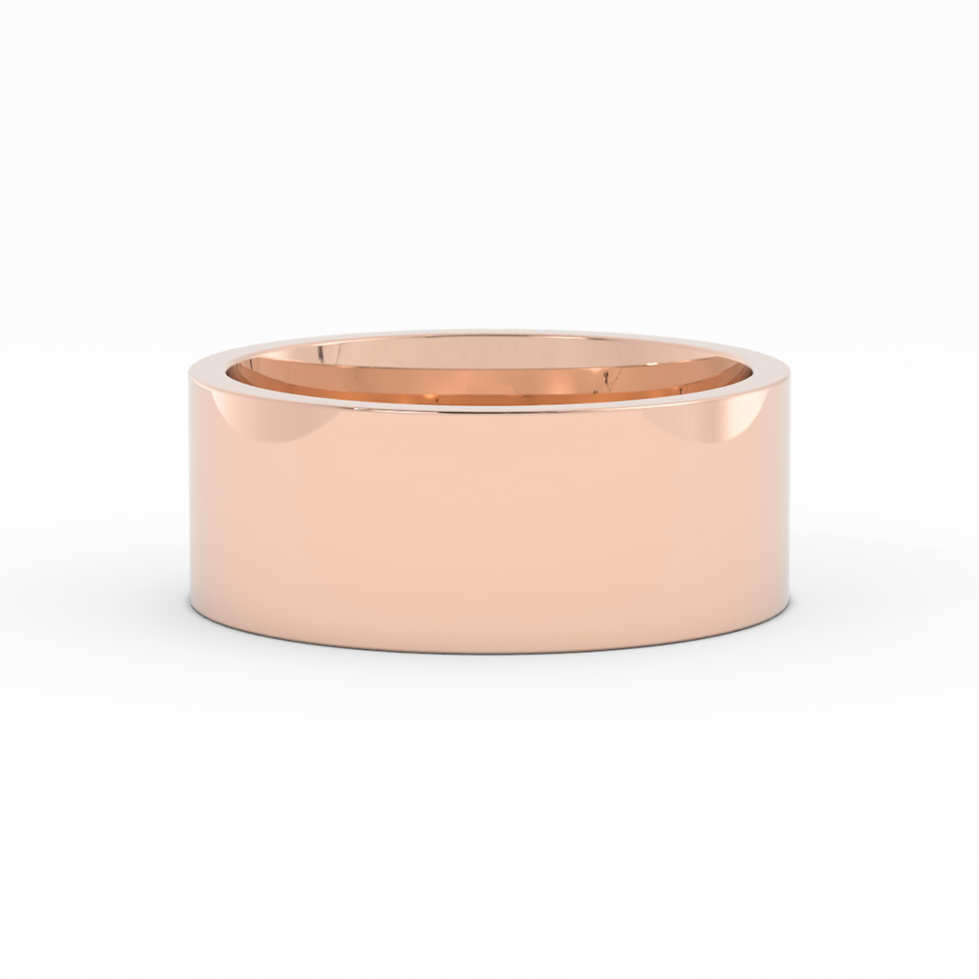 14K Rose Gold High Polish Flat 8mm Wedding Band