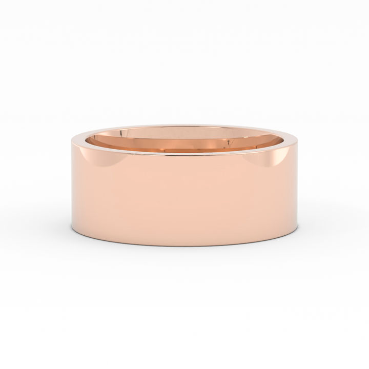 10K Rose Gold High Polish Flat 8mm Wedding Band