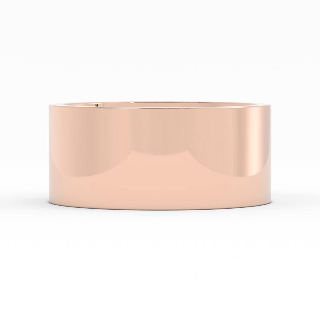 18K Rose Gold High Polish Flat 9mm Wedding Band