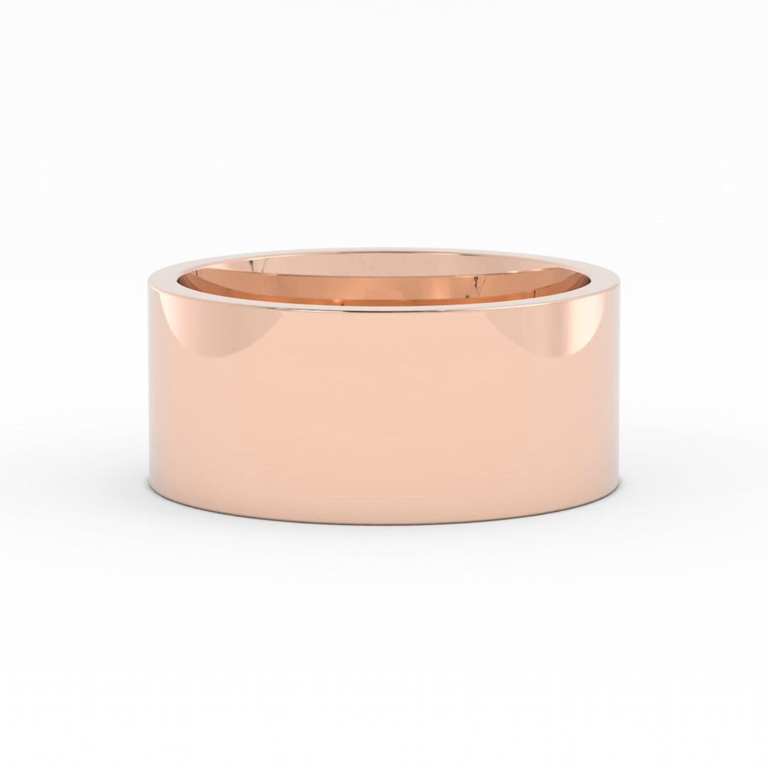 18K Rose Gold High Polish Flat 9mm Wedding Band