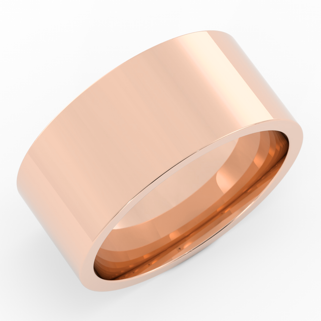 18K Rose Gold High Polish Flat 9mm Wedding Band