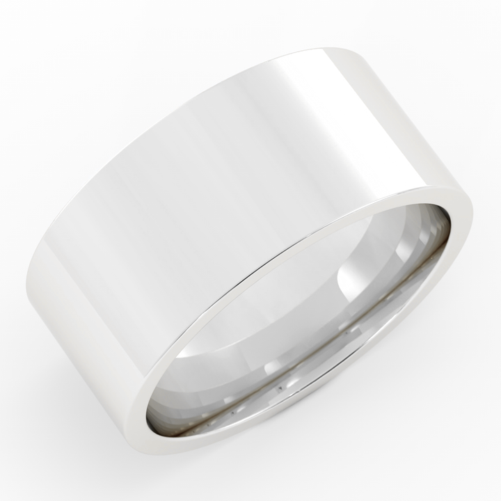 10K White Gold High Polish Flat 9mm Wedding Band