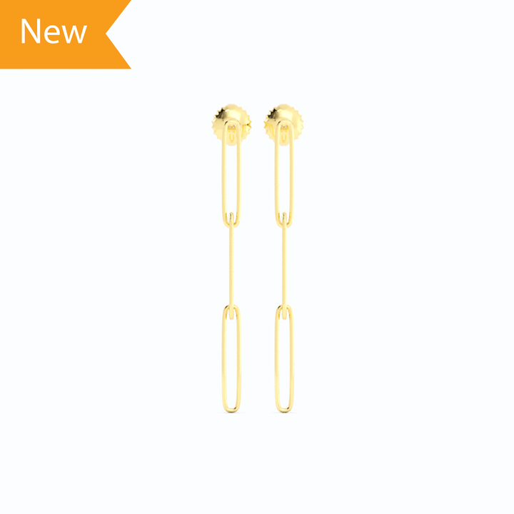 14K Yellow Gold Paperclip Earring