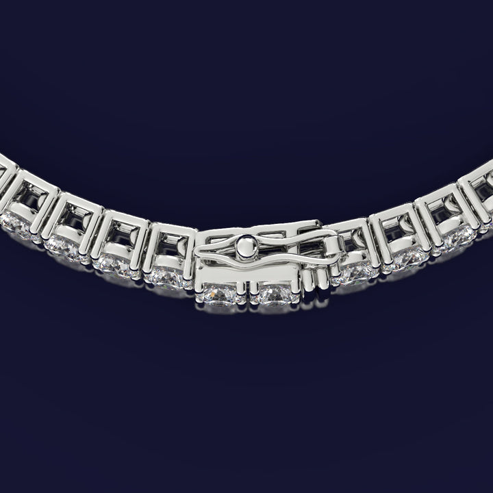 7.5” Silver Tennis Bracelet with Round Moissanite Stones - 5.6 total carats