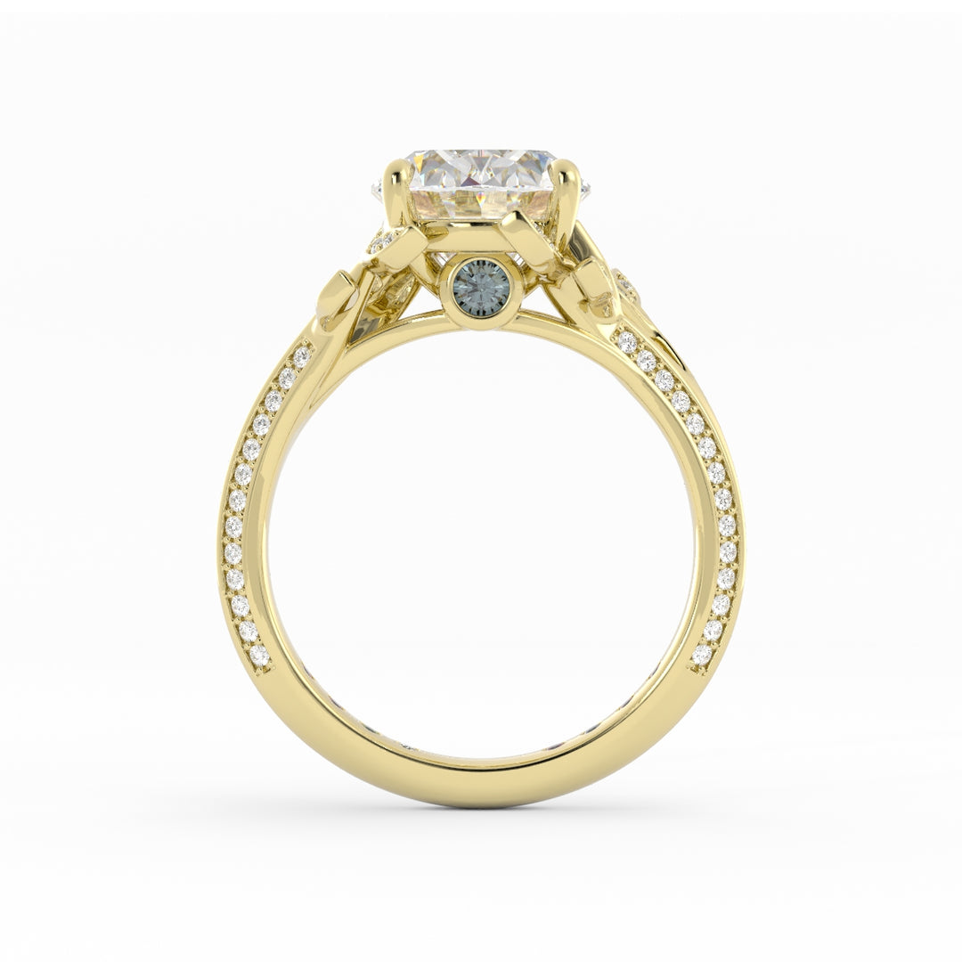 50% Final Payment, 14K Yellow Gold High Polish, Oval Lab Grown Diamond Center, Mixed Melee, Size: 5, Custom Engagement Ring