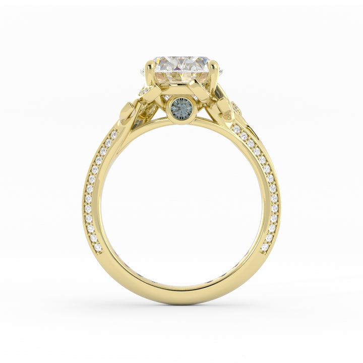 50% Final Payment, 14K Yellow Gold High Polish, Oval Lab Grown Diamond Center, Mixed Melee, Size: 5, Custom Engagement Ring