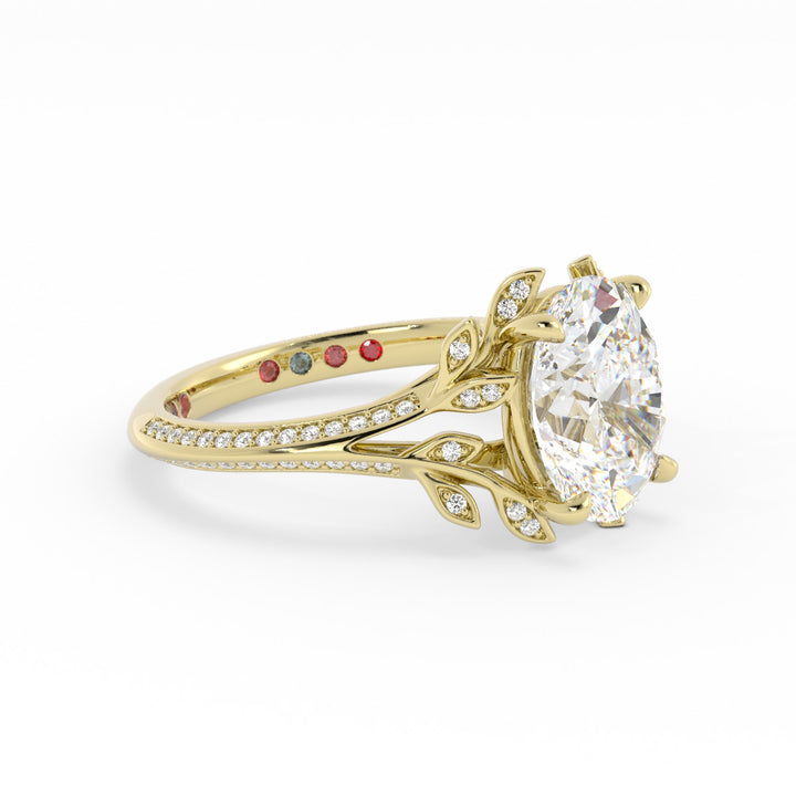 50% Final Payment, 14K Yellow Gold High Polish, Oval Lab Grown Diamond Center, Mixed Melee, Size: 5, Custom Engagement Ring