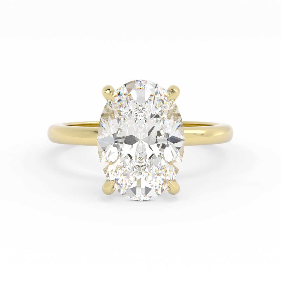 50% Down Payment, 14K Yellow Gold, High Polish, Lab Grown Diamond Center & Melee, Size: 7, Custom Engagment Ring